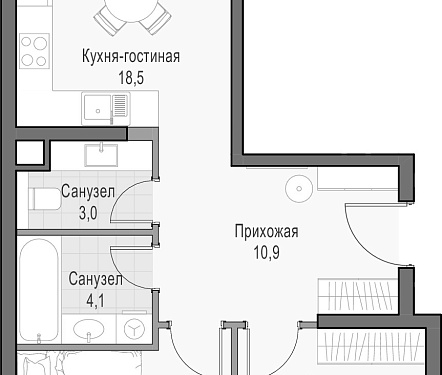  апартамент новостройка площадью 63,1 кв.м.