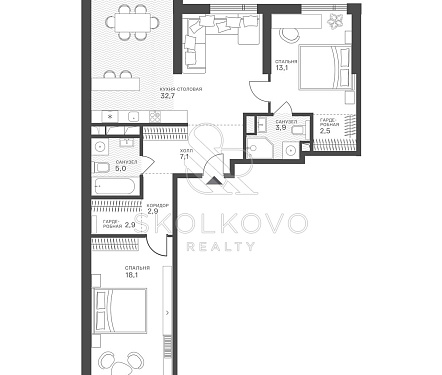  квартира новостройка площадью 88,2 кв.м.