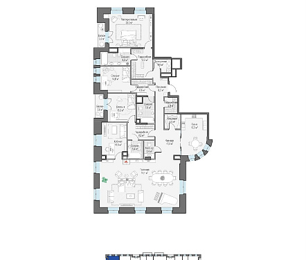  квартира новостройка площадью 259,1 кв.м.