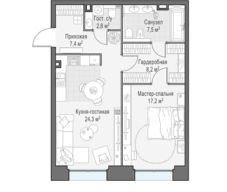  квартира новостройка площадью 67,1 кв.м.