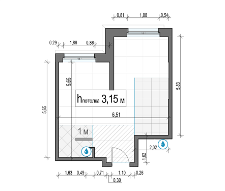  квартира новостройка площадью 38,1 кв.м.