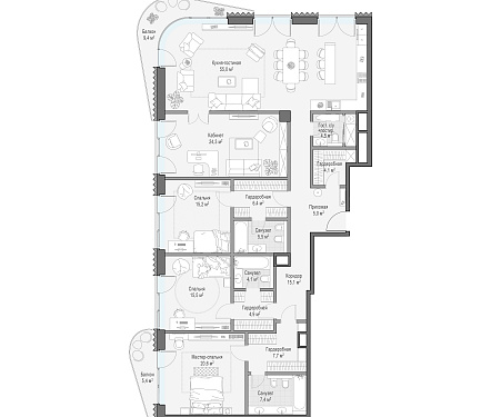  квартира новостройка площадью 199,3 кв.м.