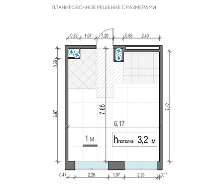  квартира новостройка площадью 44,6 кв.м.